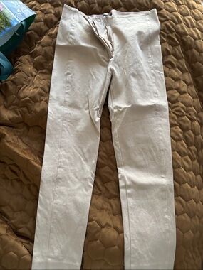 Ann Taylor Cream Straight-Leg Chinos